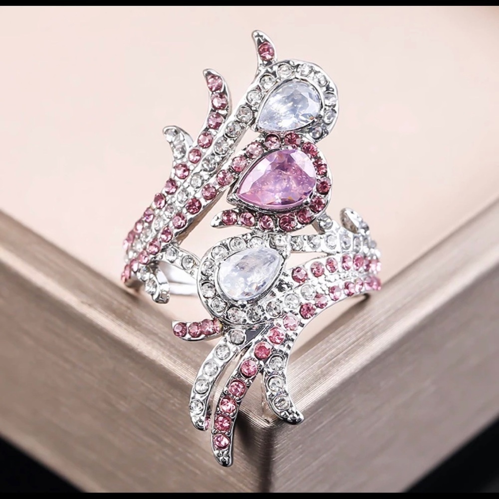 Pink & Silver abstract statement ring - Picture 5 of 5